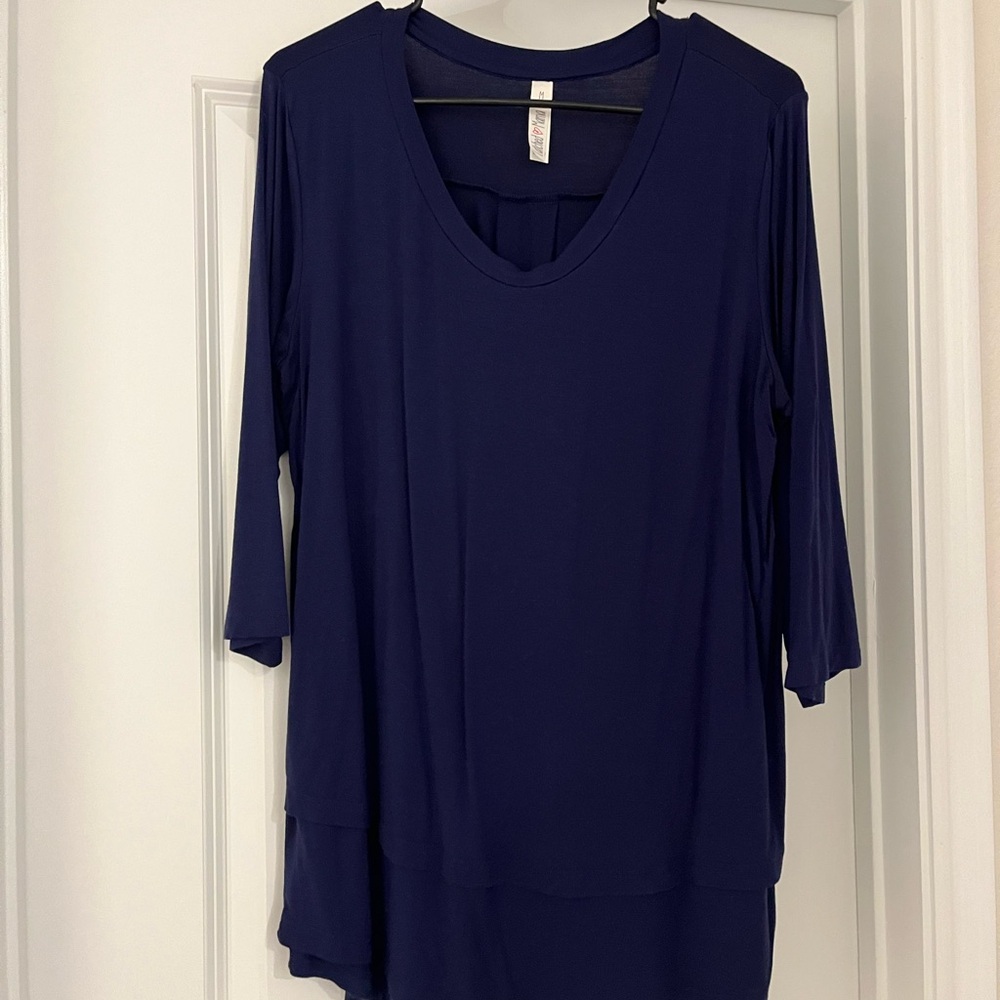 Latched Mama Navy Blue Nursing Top
